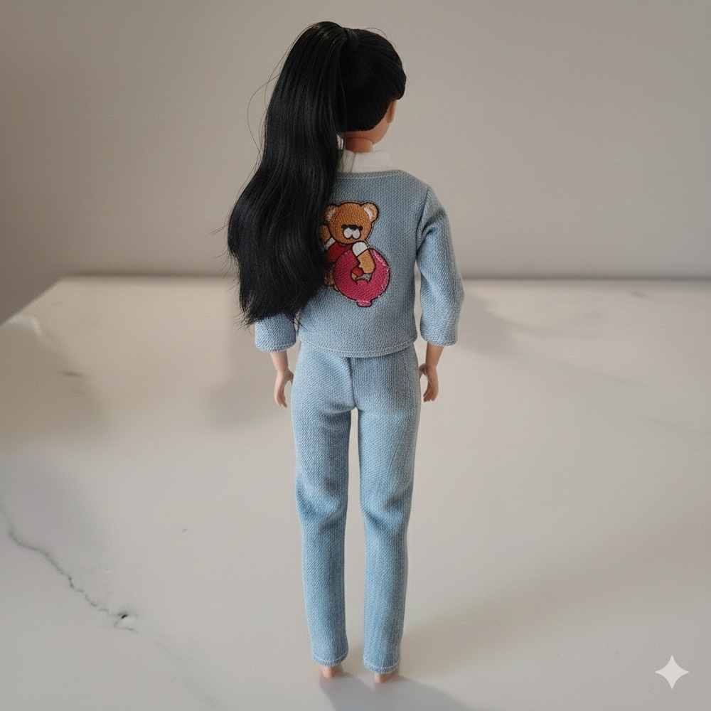 Barbie Blue country cottageTeddy Bear‎ Outfit Set Handmade CA new